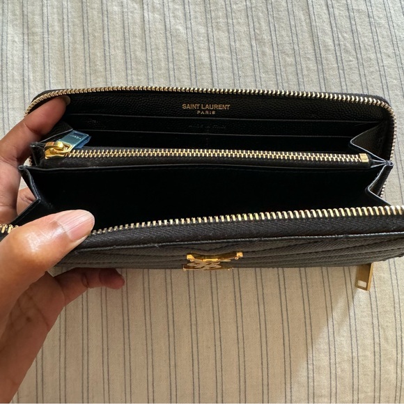 YSL Black Matelesse Chevron Zip Around Wallet - Picture 5 of 9
